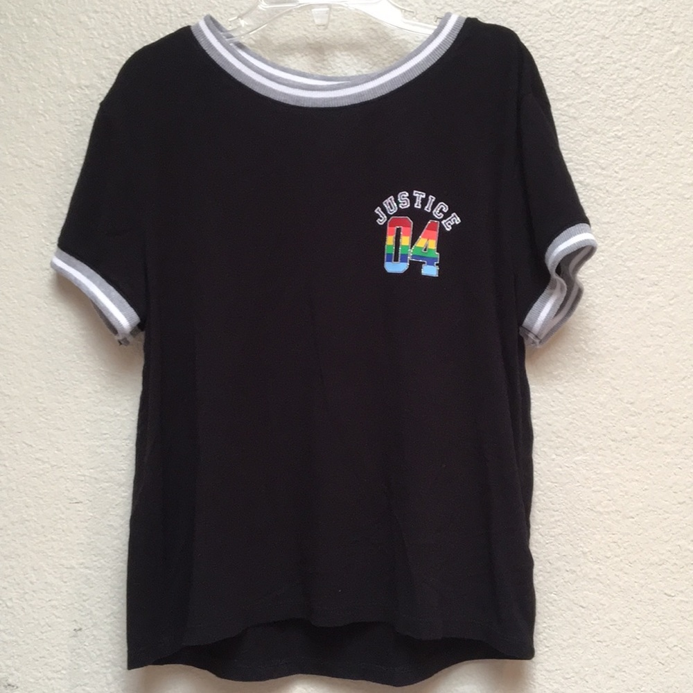 Justice Active Black Logo Tee, Size 10